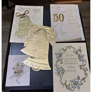 Vintage 1960s  Greeting Card 50th Gold Wedding Anniversary Lot 5 Hallmark Gibson